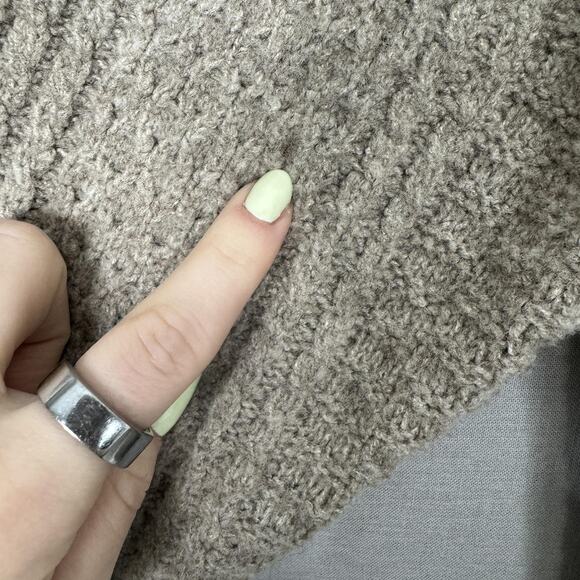 Oak + Fort Cable Knit Crewneck Sweater Mens Large Tan Pullover Neutral Oversized - Picture 4 of 12